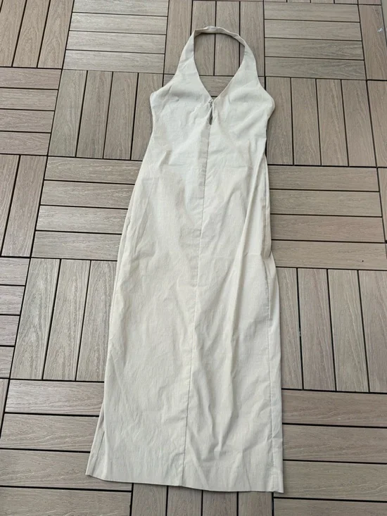 Zara tan v neck halter open back sheath dress - Picture 10 of 13